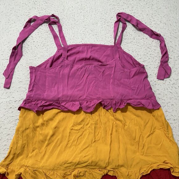 Ivy Street Women's Plus Size 1X Pink Colorful Tiered Maxi Sundress Sleeveless - Picture 12 of 16